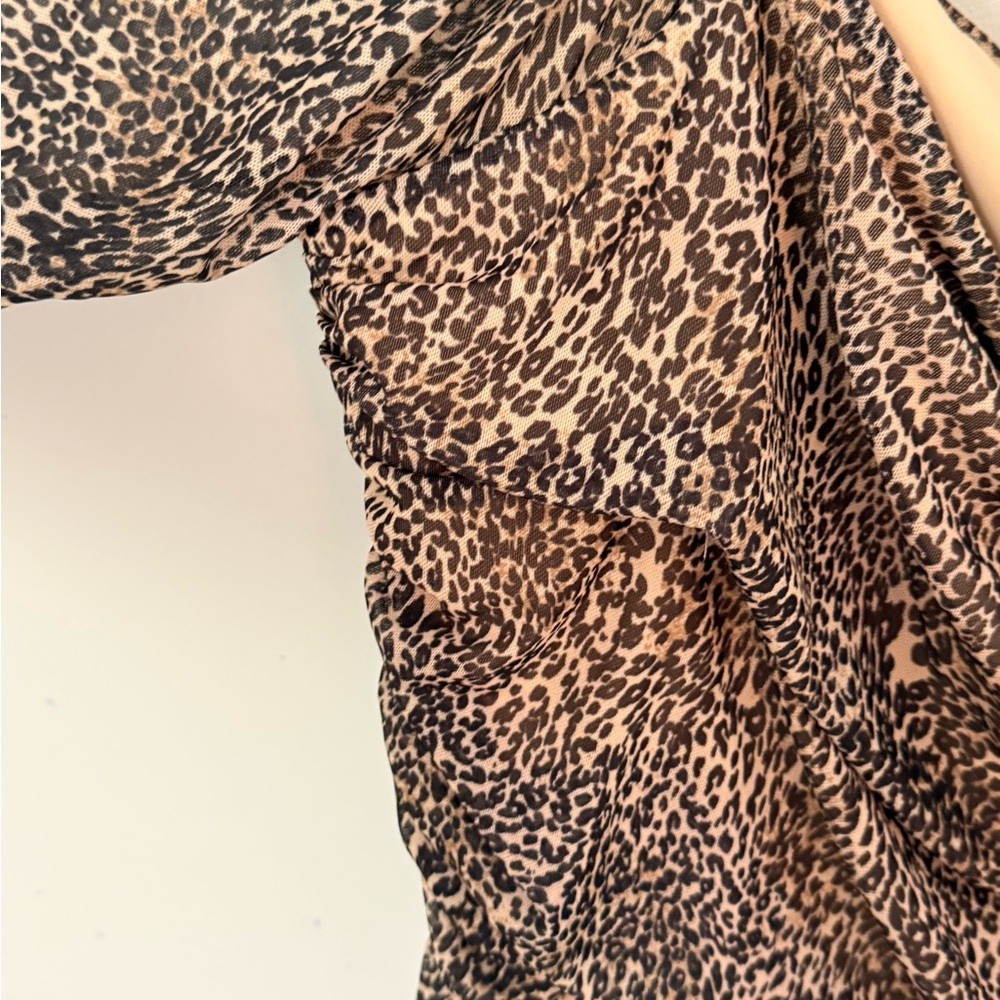 Anthropologie Leopard Print Draped Cowl Neck Top XL - Picture 6 of 9